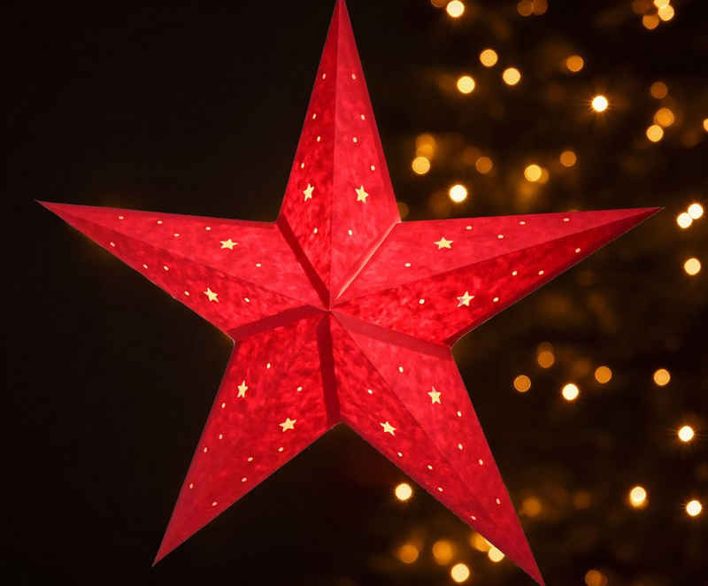 dasmöbelwerk LED Stern Weihnachtsstern Dekostern Ø 60cm Stern rot Papierstern hängend E14
