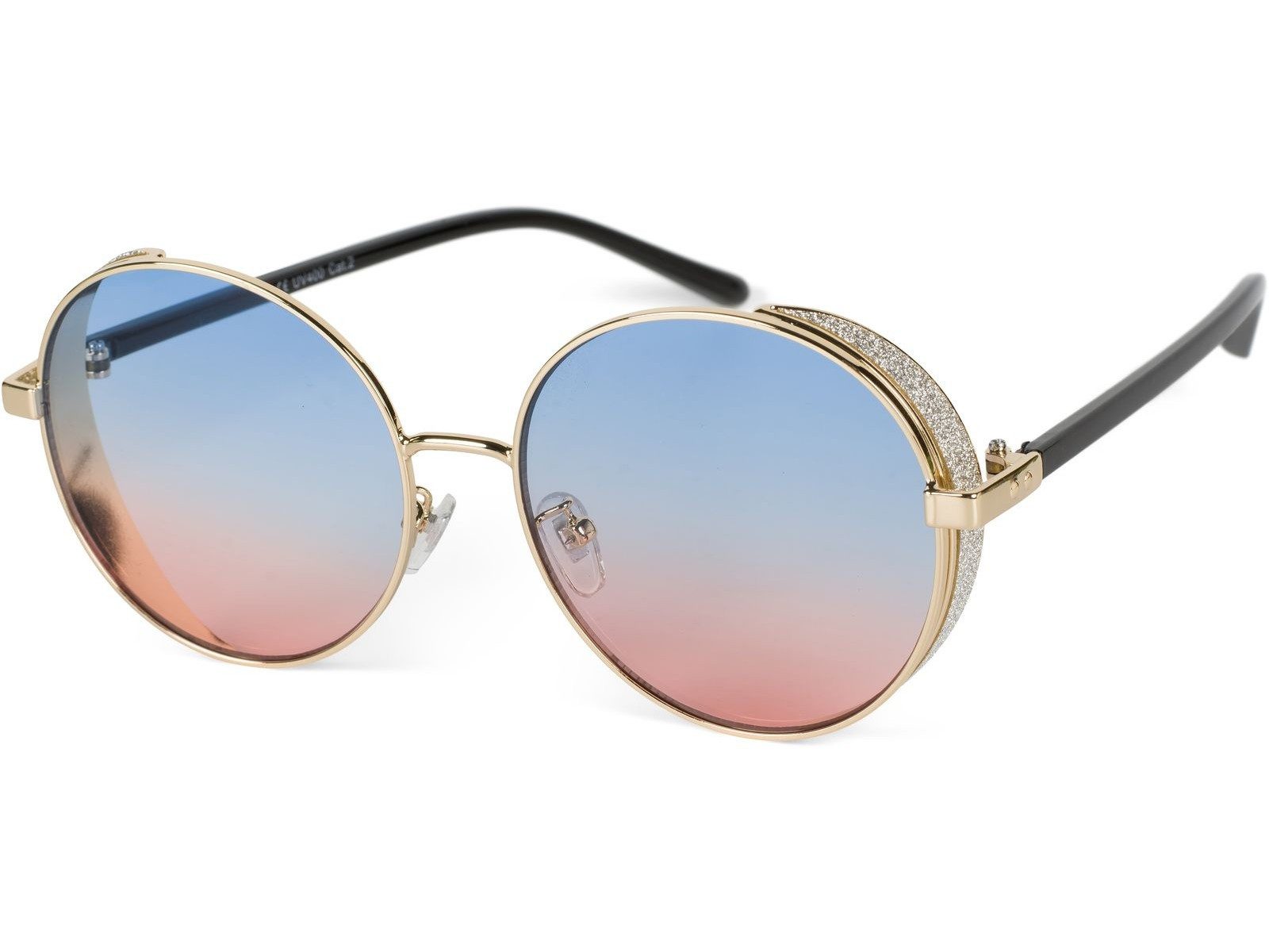 styleBREAKER Sonnenbrille Runde Sonnenbrille mit Glitzer Side Shield (1-St) Gradient