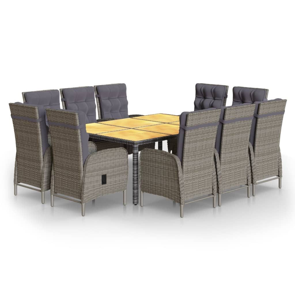vidaXL Garten-Essgruppe 11-tlg. Garten-Essgruppe Poly Rattan günstig online kaufen
