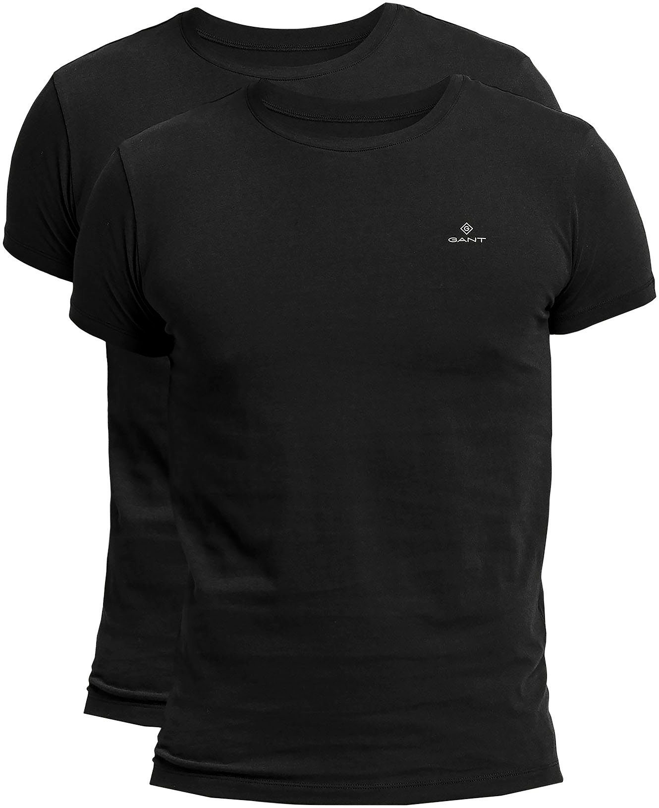 mit Gant Logo-Print Kurzarmshirt (2-tlg) schwarz kleinem