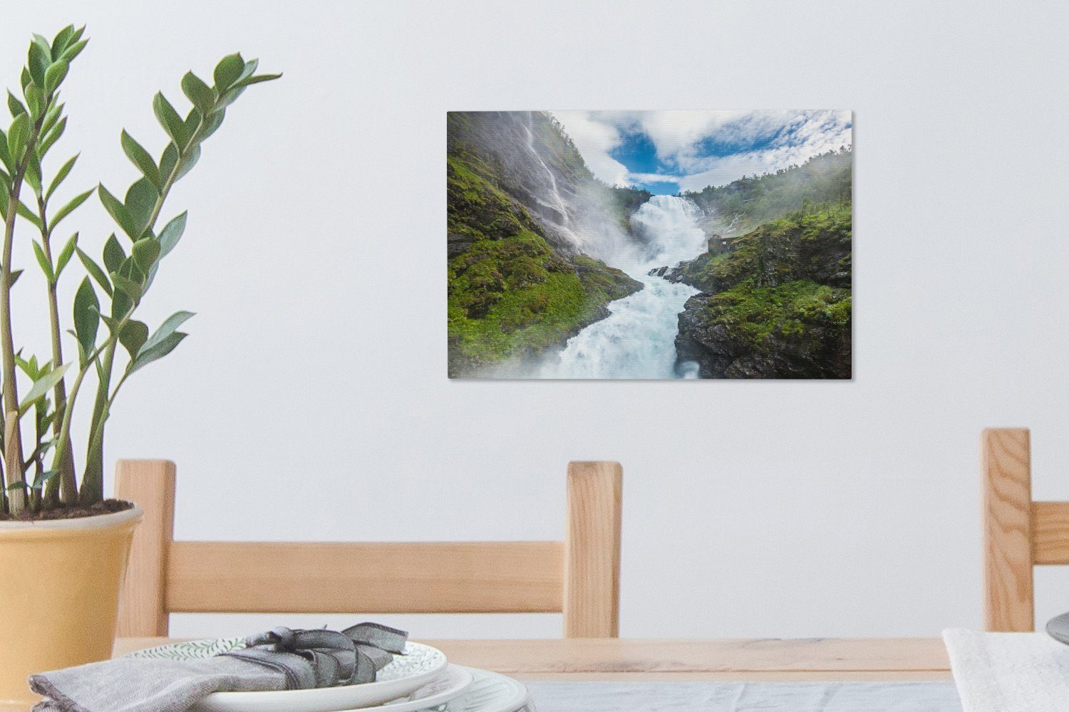 OneMillionCanvasses® Leinwandbild Kjosfossen St), cm 30x20 Leinwandbilder, Wasserfall Wanddeko, (1 Aufhängefertig, Foto, Wandbild
