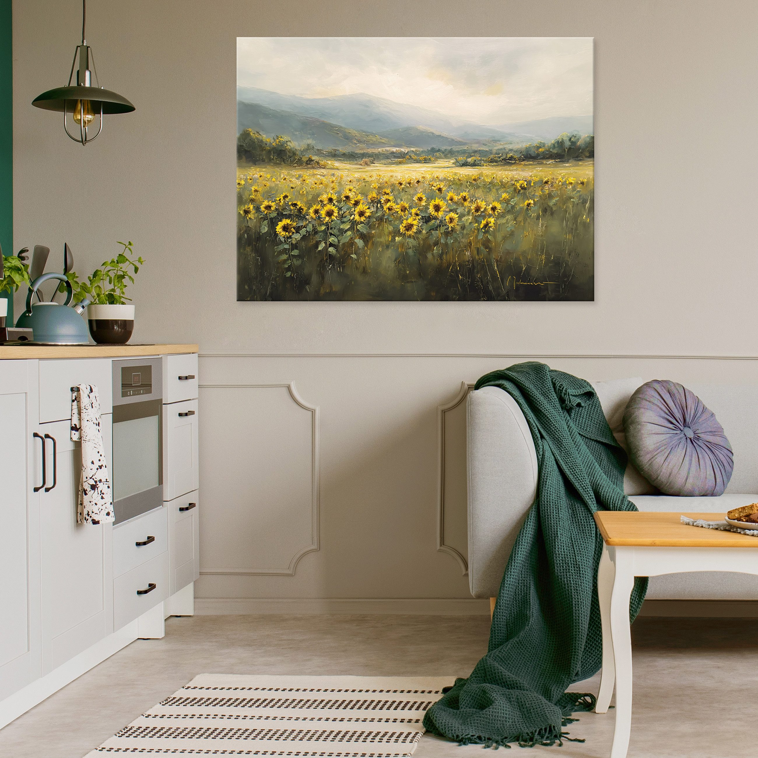 Wallarena Leinwandbild Sonnenblume Feld Natur Modern günstig online kaufen