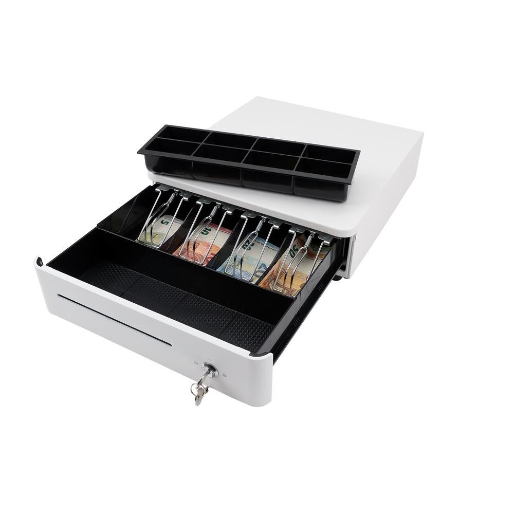 Olympia Geldkassette S 330 Kassenlade, 8 Münzfächer, 4 Scheinfächer, Mikroschalter, 3 Schlüsselpositionen
