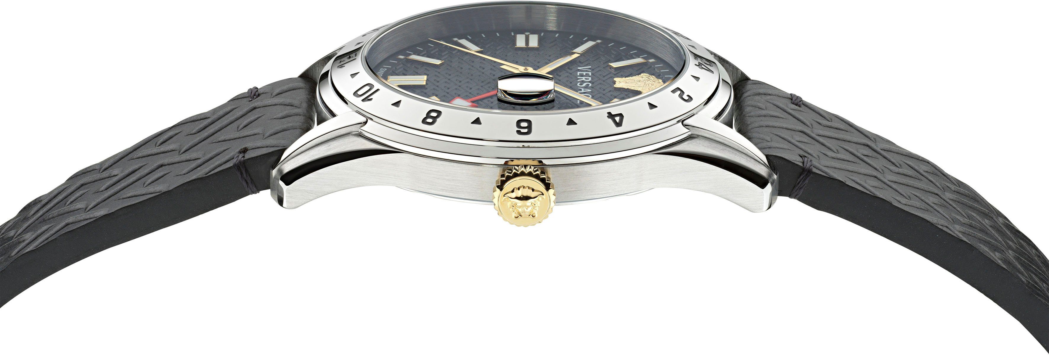 Versace Quarzuhr GRECA TIME GMT, VE7C00123, Eindrucksvolle Herrenarmbanduhr