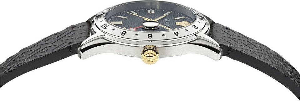 Versace Quarzuhr GRECA TIME GMT, VE7C00123, Eindrucksvolle Herrenarmbanduhr