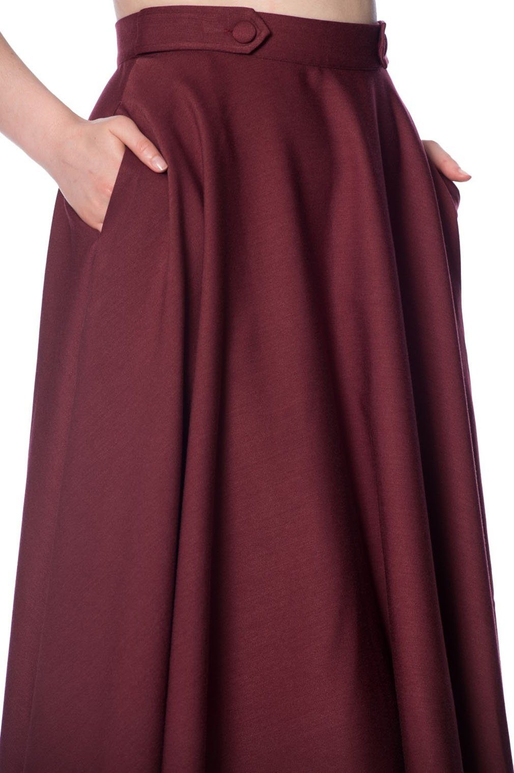Banned A-Linien-Rock Di Di Plain Burgunder Retro Vintage Swing Skirt – Bild 4 von 4