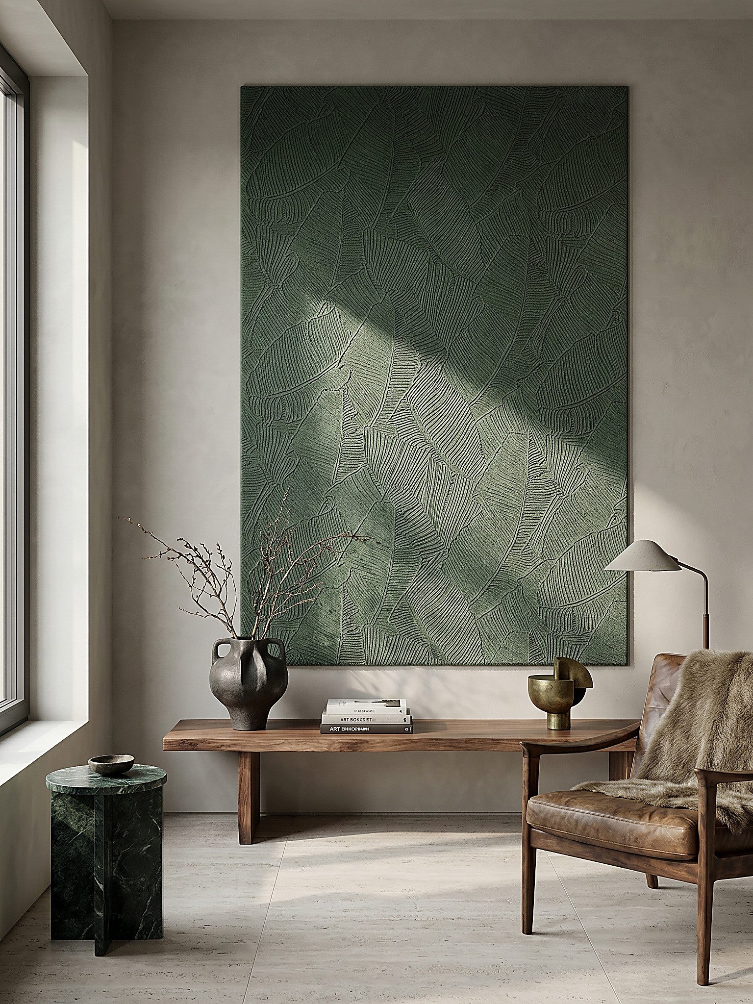 KADIMA DESIGN Teppich DALAR Waldgrün Teppichläufer 80x150 Abstrakt Polypropylen Antirutsch, Läufer, Höhe: 9 mm, Saugroboter-geeignet, Strapazierfähig, Farbecht, – Bild 2 von 5