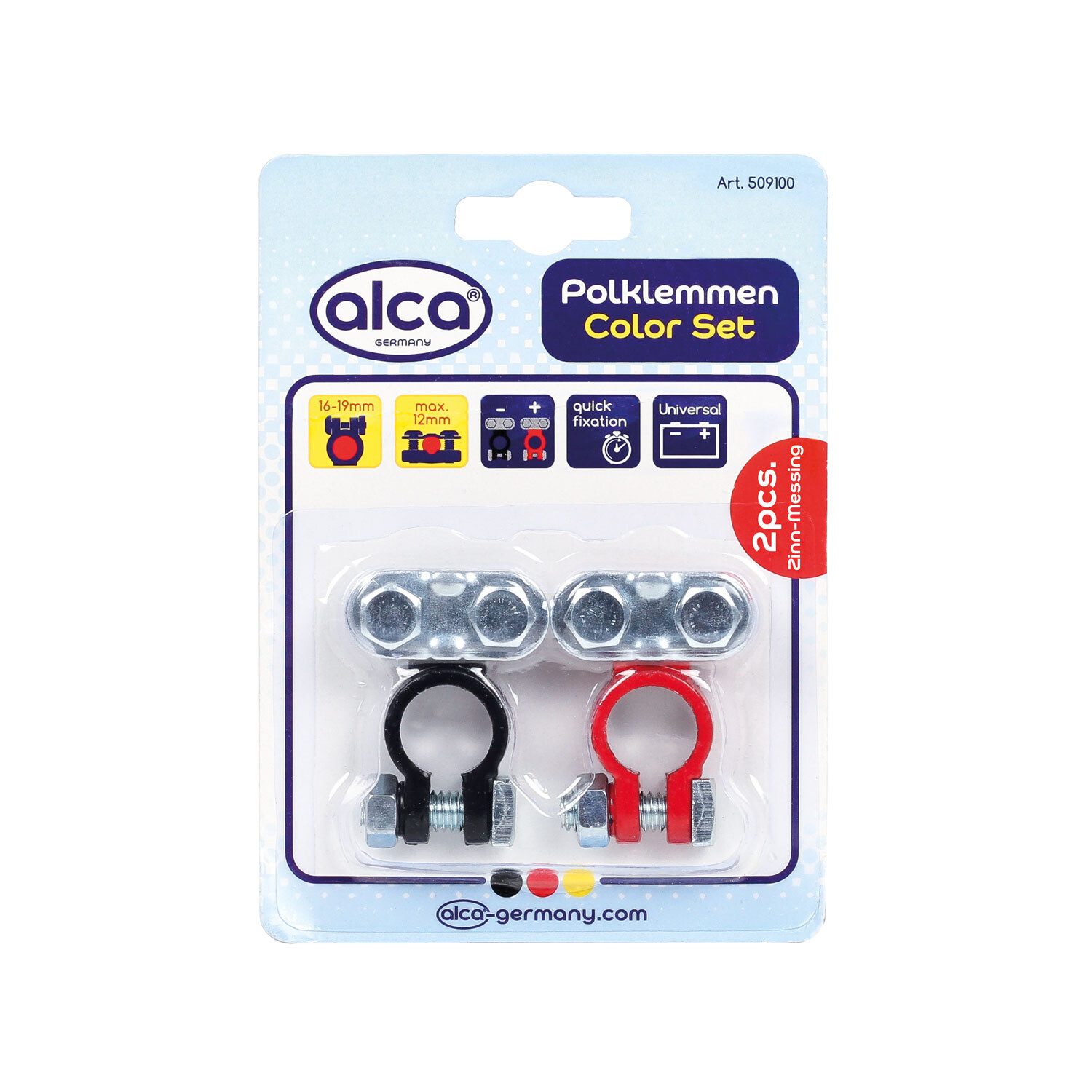 alca Batteriepolklemme Batterie-Polklemmen Set 2 St. rot/schwarz 6/12 Volt Batteriepoladapter, Set (und)