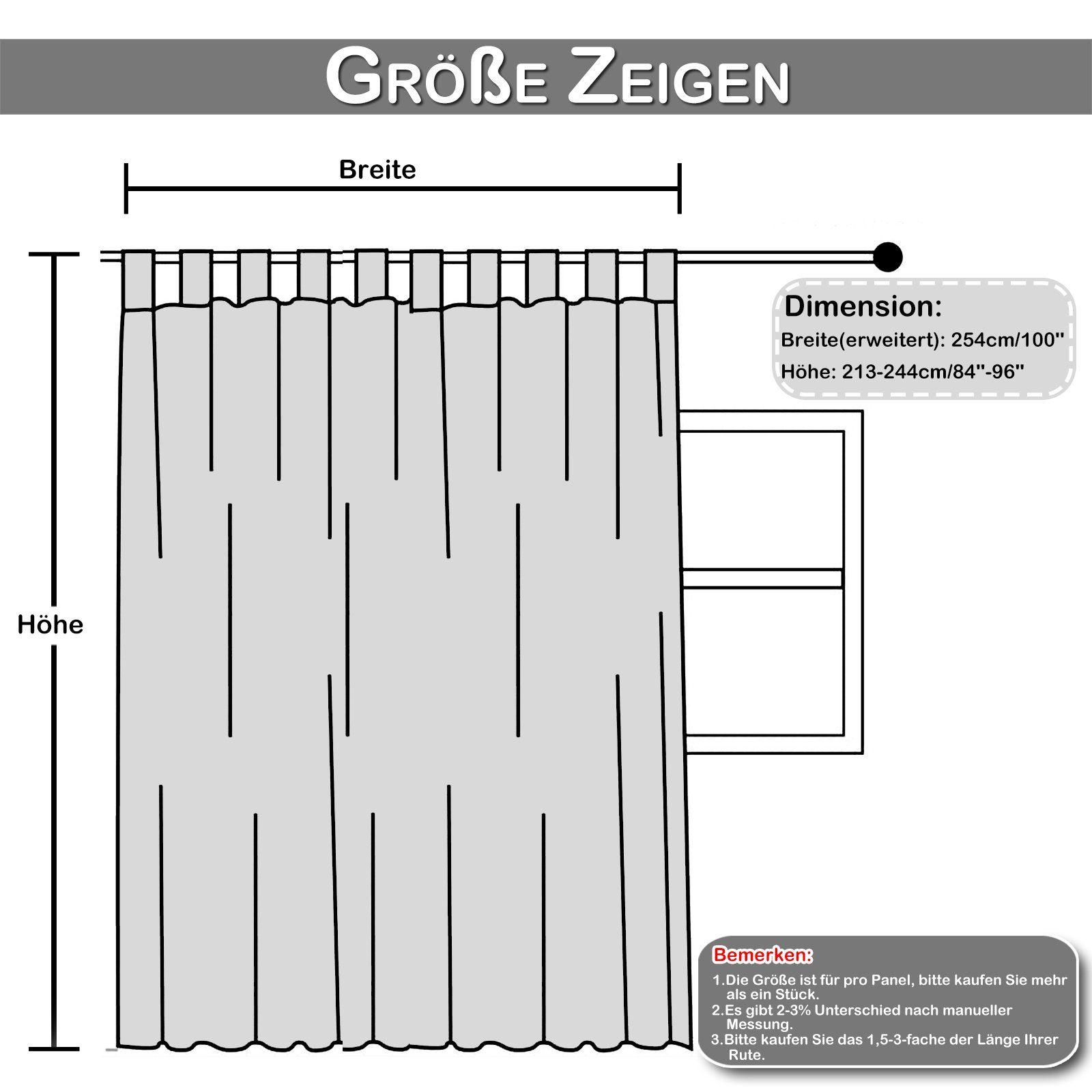 groß, St), Band, Rasen Extra wasserdicht, Vorhang Rosnek, magische grauweiß 244×254 Terrasse Garten, für H×B:213×254; (1