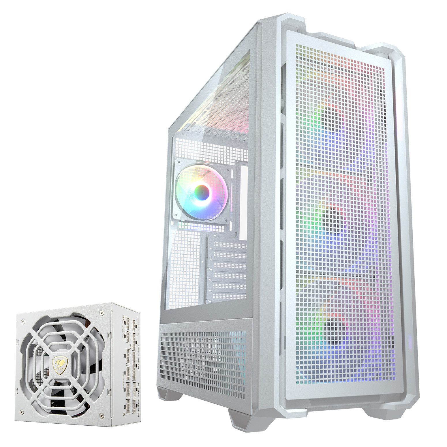 Cougar Gaming-Gehäuse MX600, Full-Tower, USB/Audio, 2x USB 3.0, 1x Type-C Gen2, ATX, 4 Lüfter vormontiert; Netzteil GR 1000 80+ Gold vorinstalliert