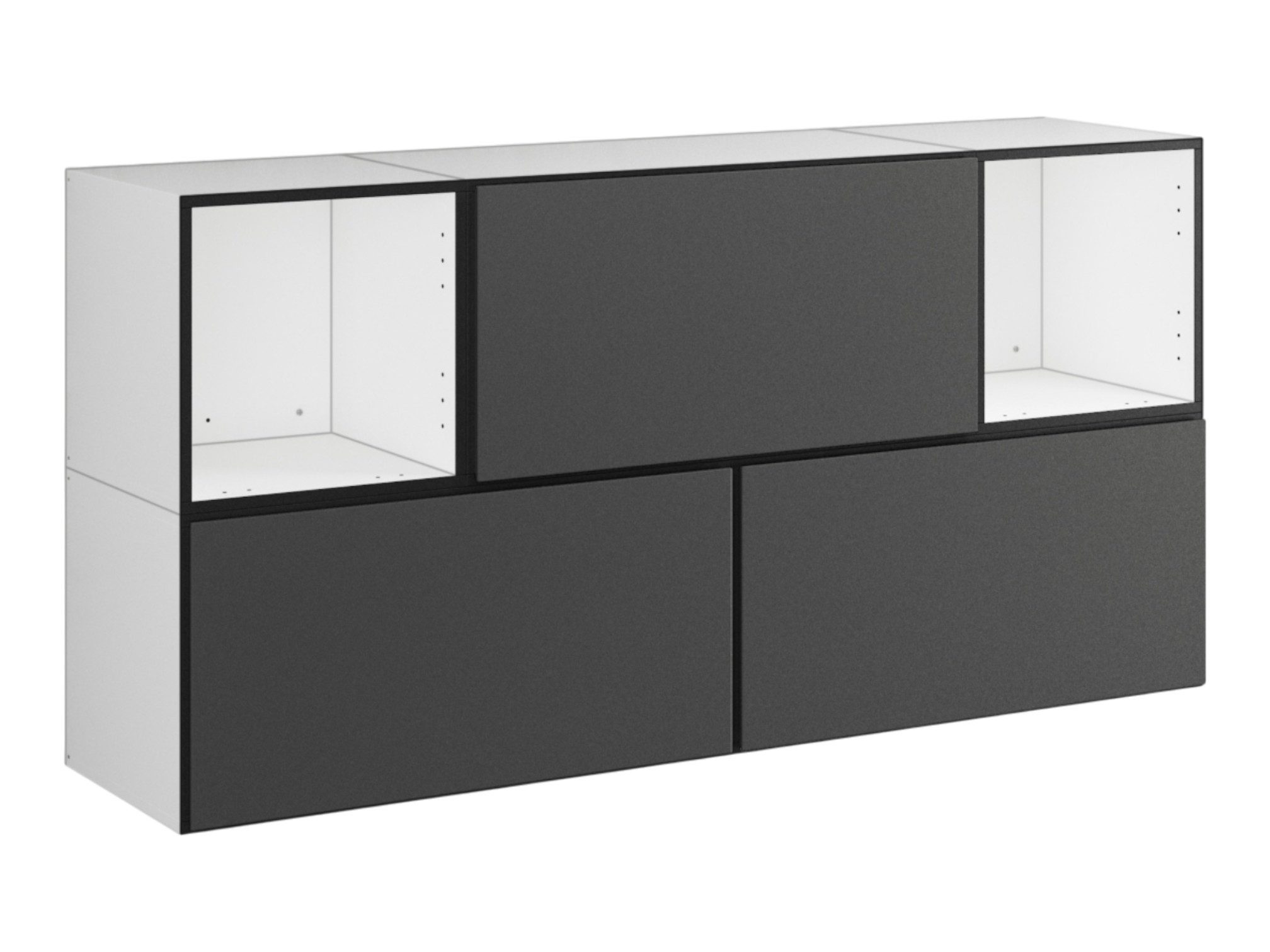 moebel-dich-auf Sideboard VARIANTO 2 (5 tlg., 152 cm breit, Sideboard bestehend aus 3x Schränken mit Klappe und 2x Regal), stehend und hängend