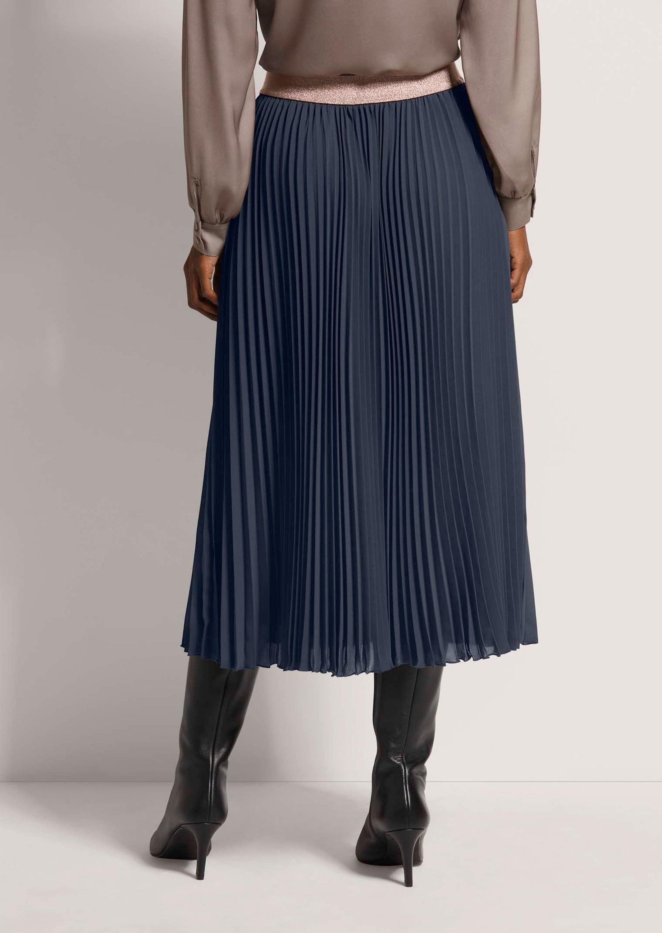 MADELEINE Maxirock Eleganter Faltenrock in Midilänge Wadenlanger Rock mit elastischem Bund, Plissee