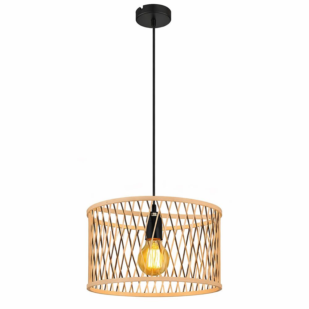 NOWA LED-Hängeleuchte, Leuchtmittel inklusive, Warmweiß, Hängeleuchte Pendelleuchte Deckenleuchte schwarz Bambus LED