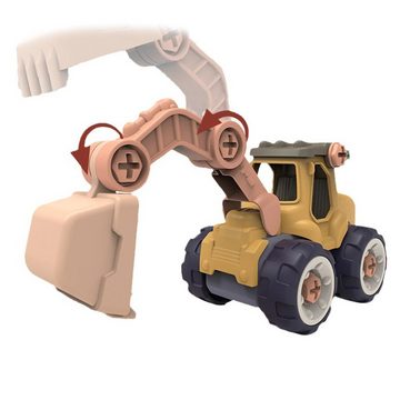 yozhiqu Spielzeug-Bagger Diy Baufahrzeug Bagger Set, Auto zerlegen Kinderspielzeug, (4-tlg), Mit Schraubendreher, DIY, sichere Materialien, Denken verbessern
