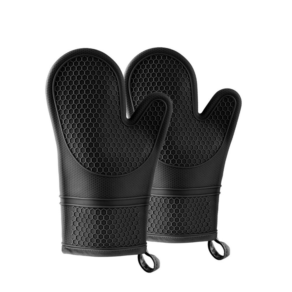 Mrichbez Topfhandschuhe 2er Set Premium Ofenhandschuhe hitzebeständig, (1-tlg., extra langem Unterarmschutz & bequemer Passform Topflappen Handschuh), Backhandschuhe mit Anti-Rutsch Silikonbeschichtung