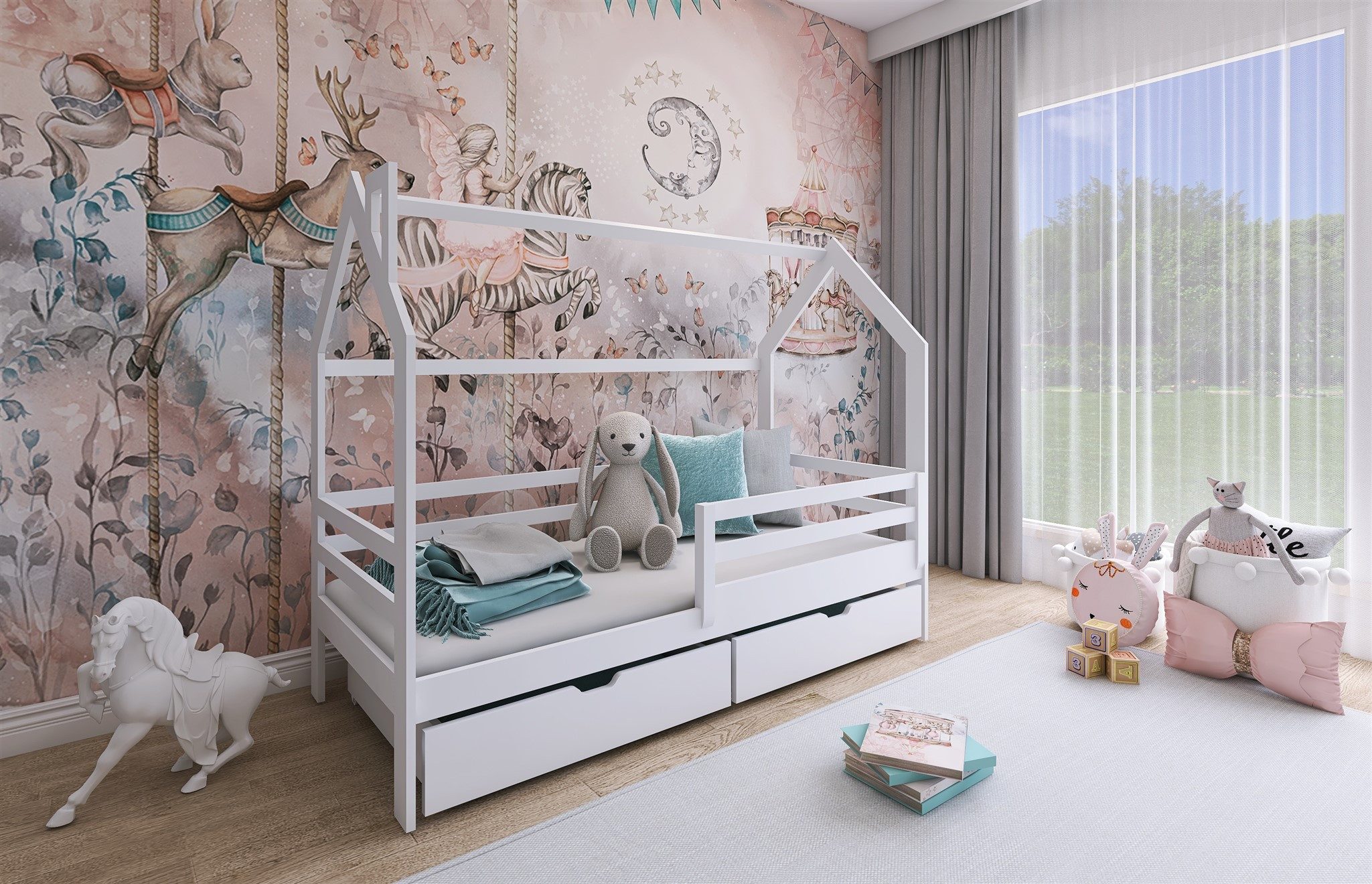 Hausbett Kinderbett BELLI in 2 Farben