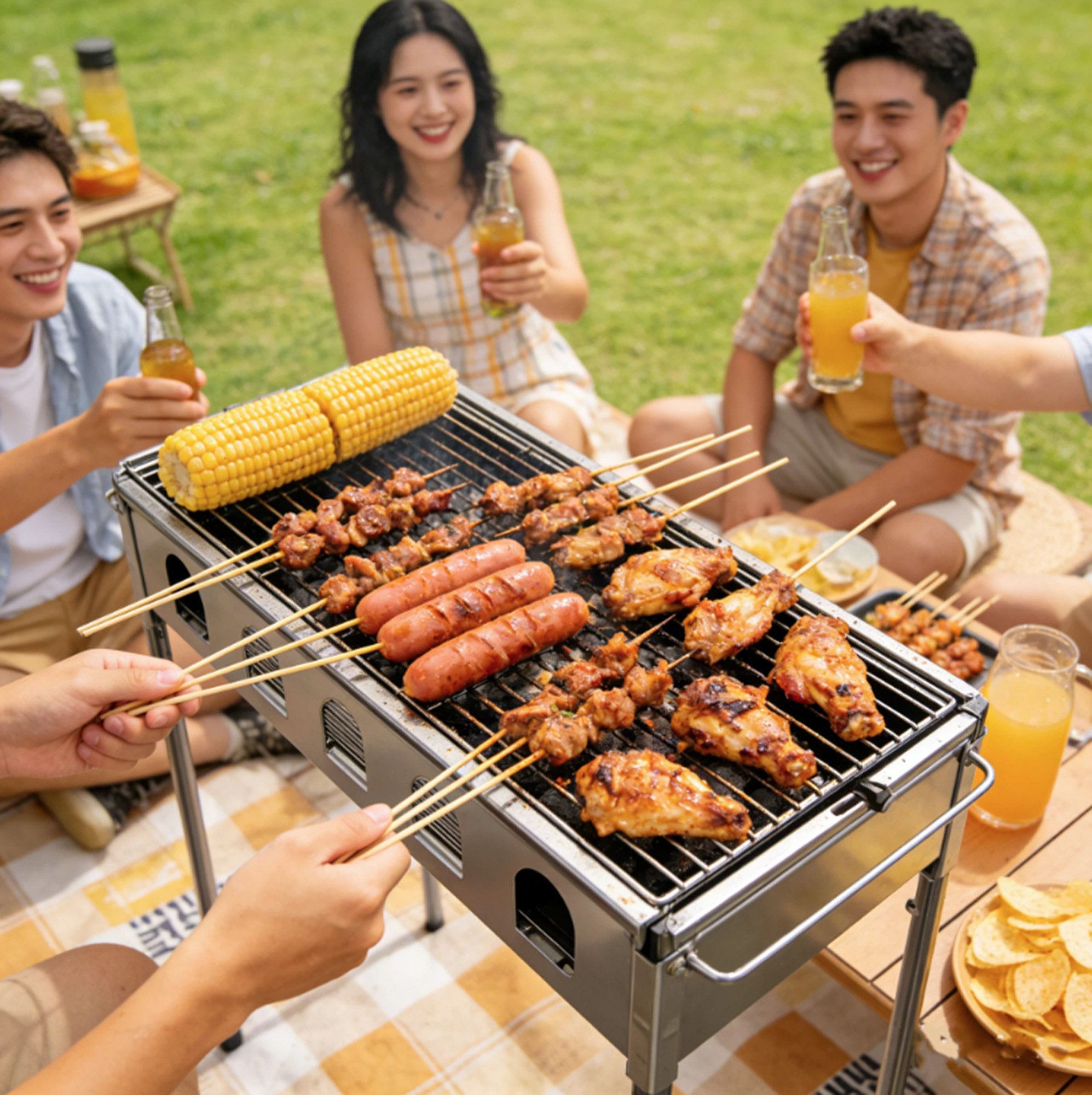ibettertec Grillablagetisch Faltbar BarbacoaHolzkohleFaltgrillGrill (Spar-Set, 1-St., Lieferung umfasst nur den Holzkohlegrill mit Deckel und Grillrost), Tiefe Kohleschale für gleichmäßige Wärmeverteilung