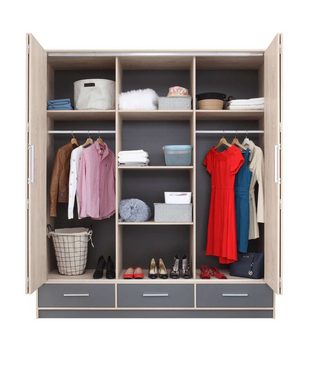 Stylefy Garderobenschrank Anselm (Kinderschrank, Mehrzweckschrank) mit 6 Fächern und Schubladen, Spanplatte, viel Stauraum, FSC-Zertifizierung, Modern Design