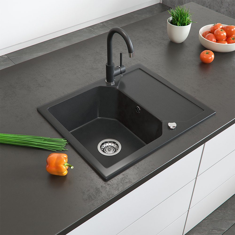 Bergstroem Küchenspüle »Granit Spüle Einbauspüle Spülbecken 590 x 500mm  Schwarz« online kaufen | OTTO