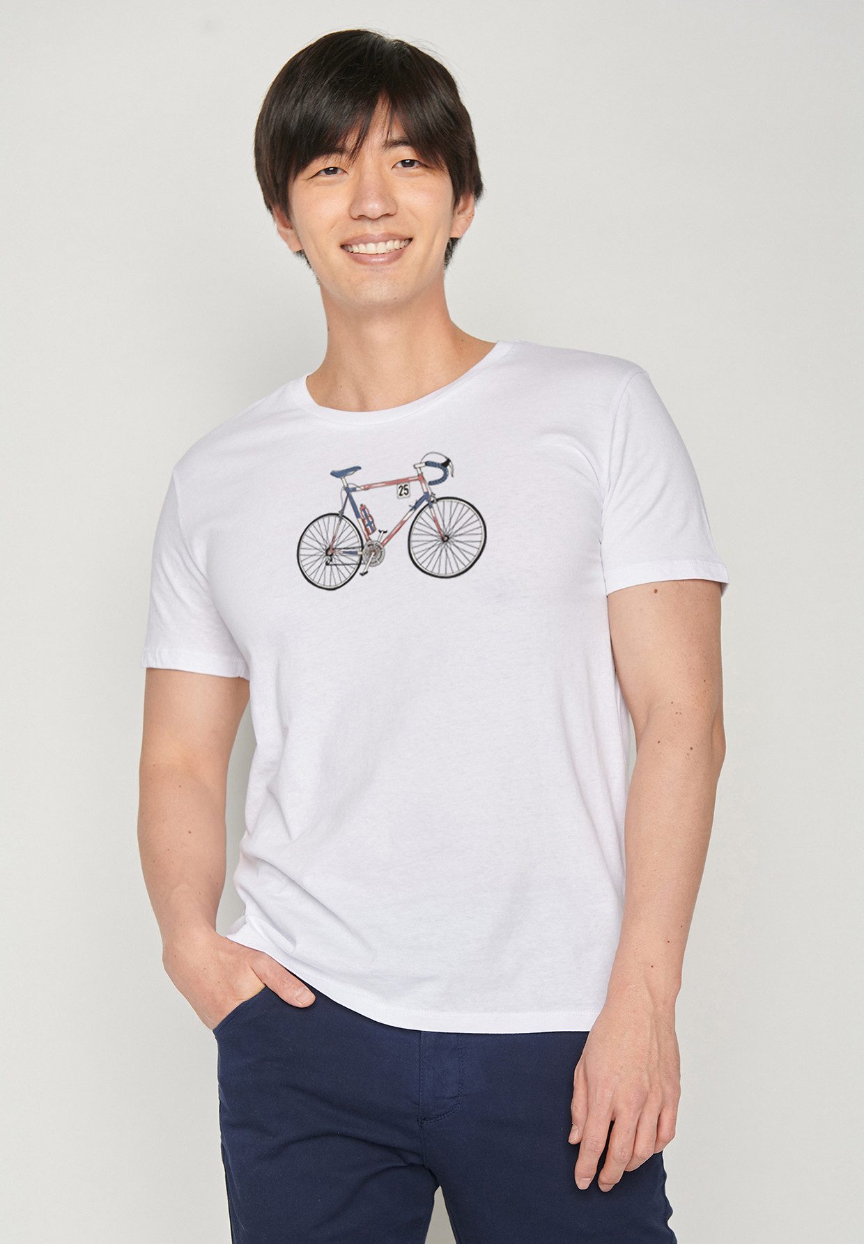 GreenBomb T-Shirt Guide Bike Mikkel Motiv Fahrrad (1-tlg., 1) klassischer Schnitt, tailliert, Rundhalsausschnitt, Bio-Baumwolle