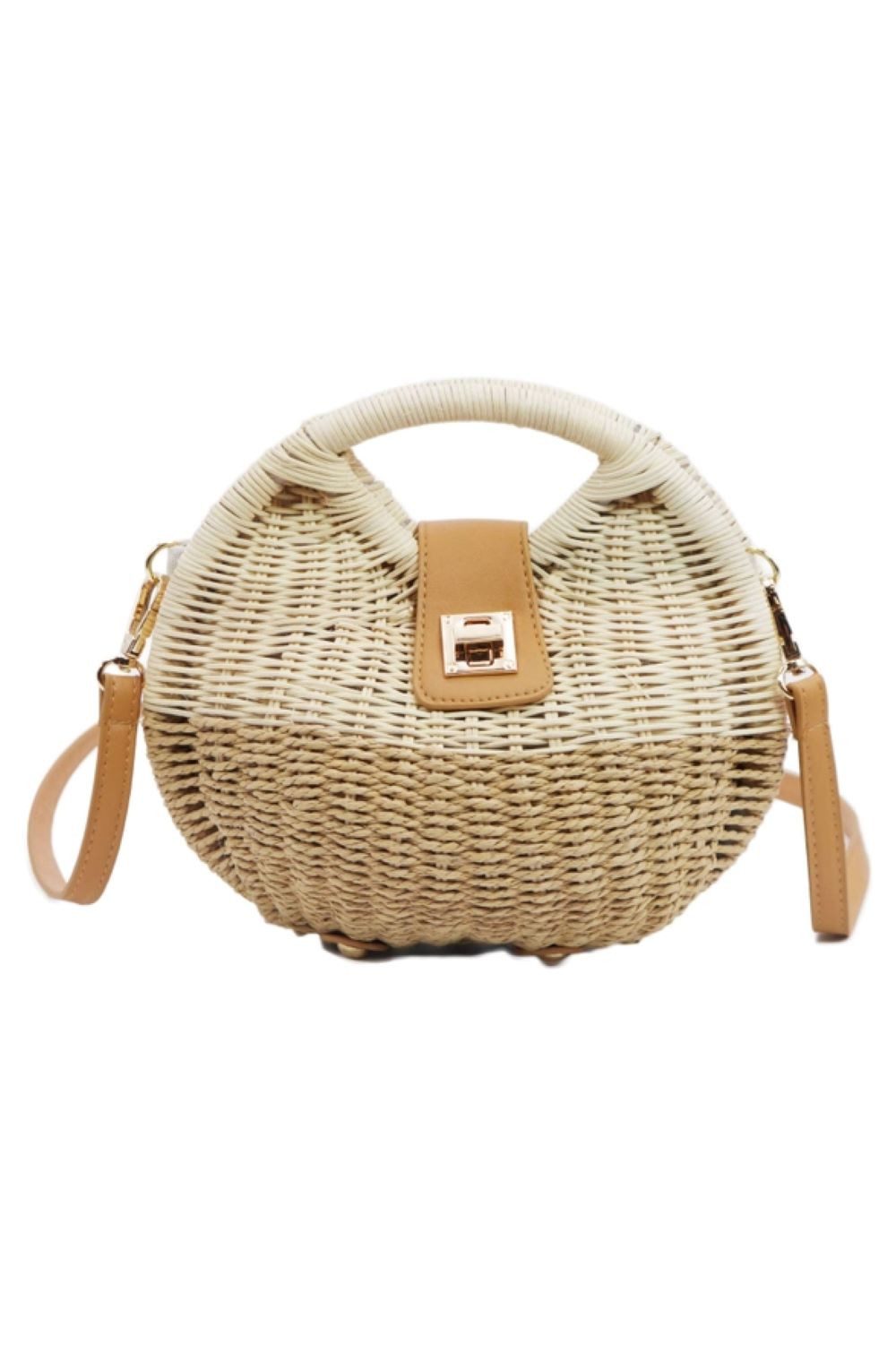 Goodman Design Umhängetasche Zweifarbige Rattan- und Strohtasche – Sommerlicher Boho-Look mit Stil, Handgefertigt – jedes Stück ein Unikat