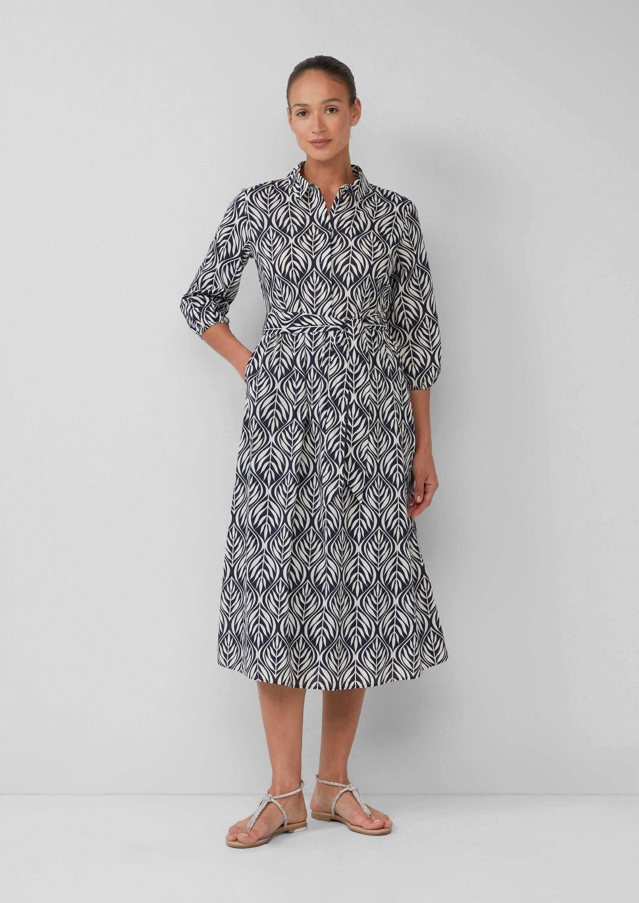 s.Oliver Midikleid Kleid Hemdblusenkleid in Midilänge mit All-over-Print günstig online kaufen