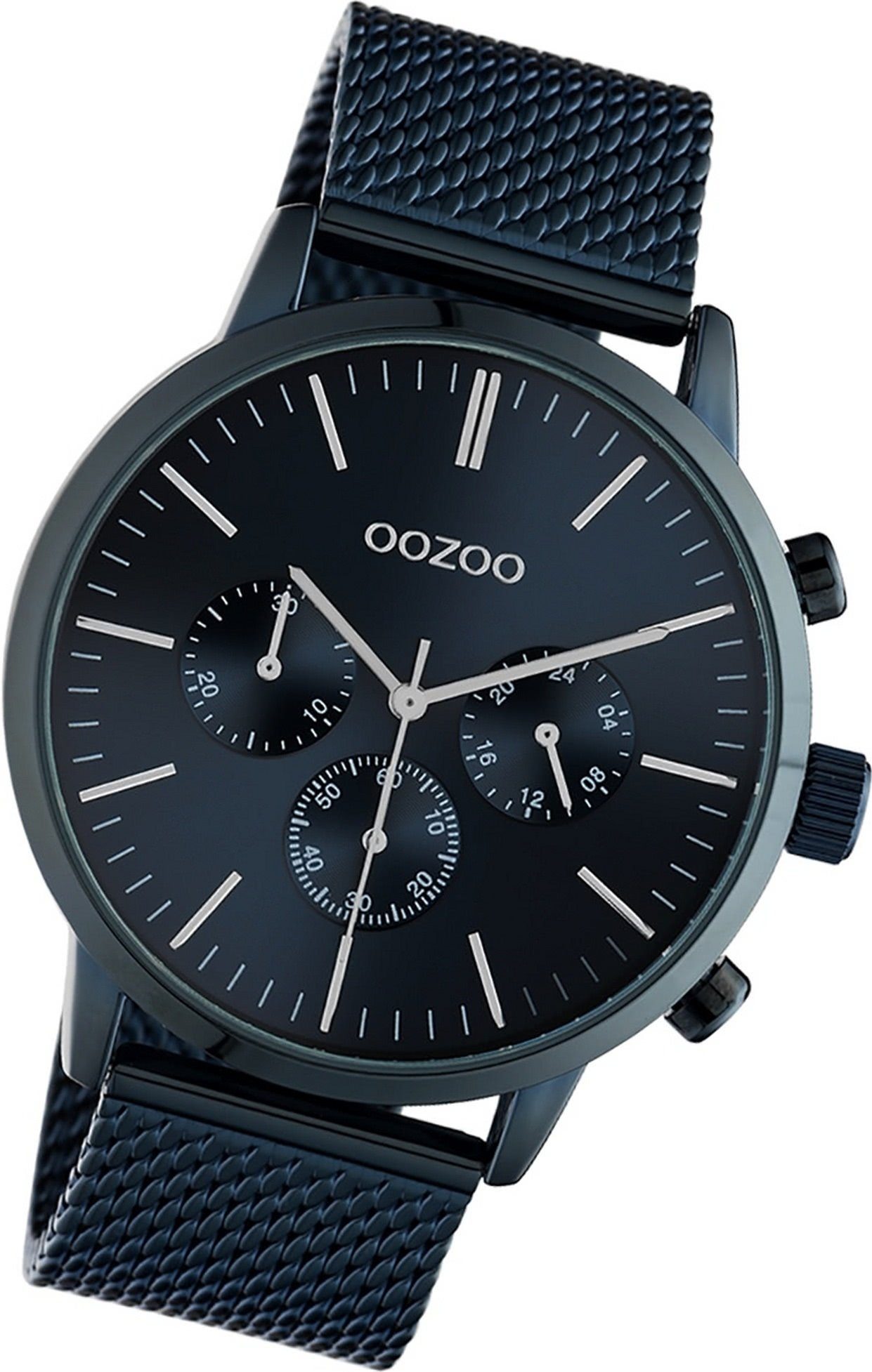 Uhr OOZOO 45mm Analog, groß Oozoo Damen, Edelstahl Edelstahlarmband Herrenuhr Quarzuhr rundes 10912 Gehäuse, Unisex dunkelblau