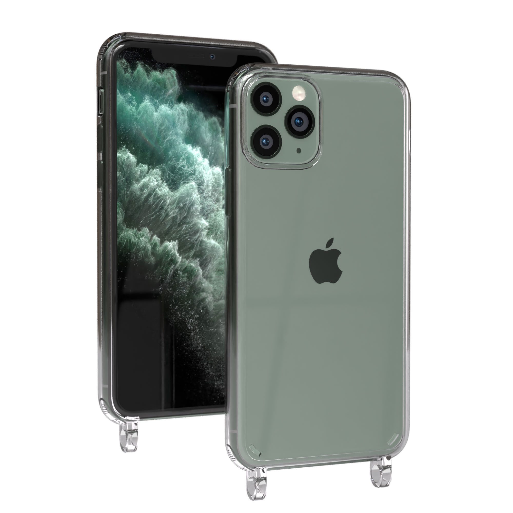 EAZY CASE Handykette Handyhülle für Handyketten mit Befestigungsösen für iPhone Modelle 5,8 Zoll, Hülle für Handykette, Transparent mit Ösen für Apple iPhone 11 Pro