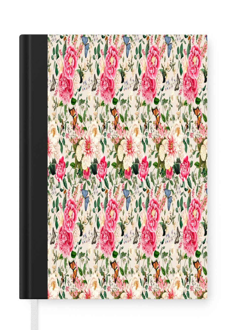 MuchoWow Notizbuch Blumen - Farben - Schmetterling, Journal, Merkzettel, Tagebuch, Notizheft, A5, 98 Seiten, Haushaltsbuch