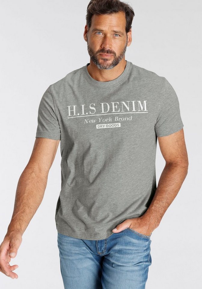 H.I.S T-Shirt mit Logo-Print vorne, Regular-fit/ schmalere basic-Form