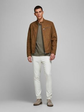 Jack & Jones Lederjacke Kunstleder Jacke Biker Blouson Bomber Übergangsjacke JJEROCKY (1-St) 3930 in Hellbraun