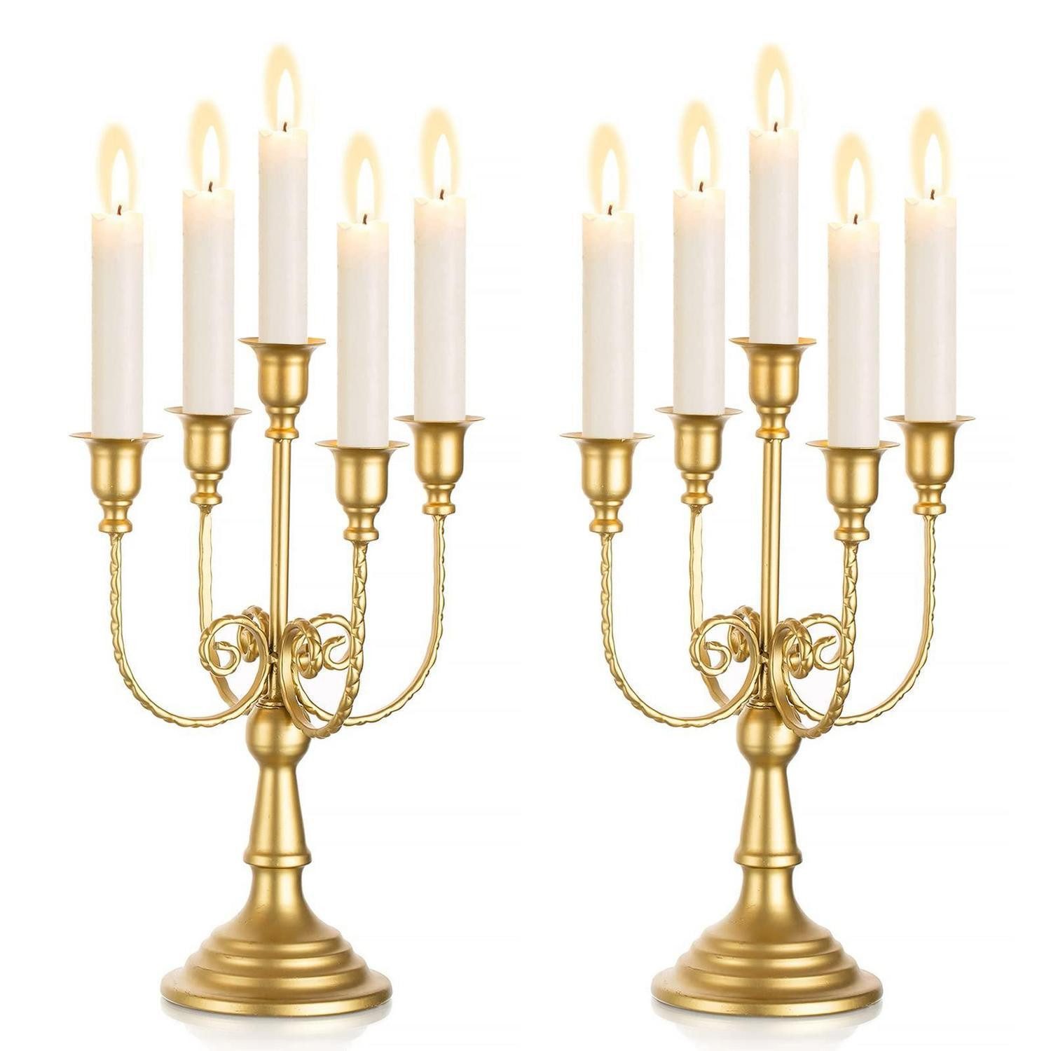 LuxusKollektion Kerzenständer Kerzenhalter Gold 2 Stiel (2 St)