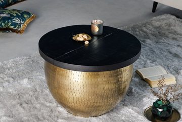 riess-ambiente Couchtisch DRUMP STORAGE Ø60cm schwarz / gold (Einzelartikel, 1-St), Wohnzimmer · Massivholz · rund · Metall · mit Stauraum · Industrial