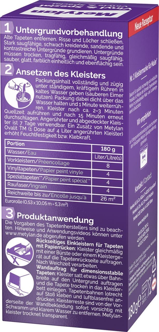 Metylan Kleister Metylan Vinyl & Spezial Tapetenkleister 180 g