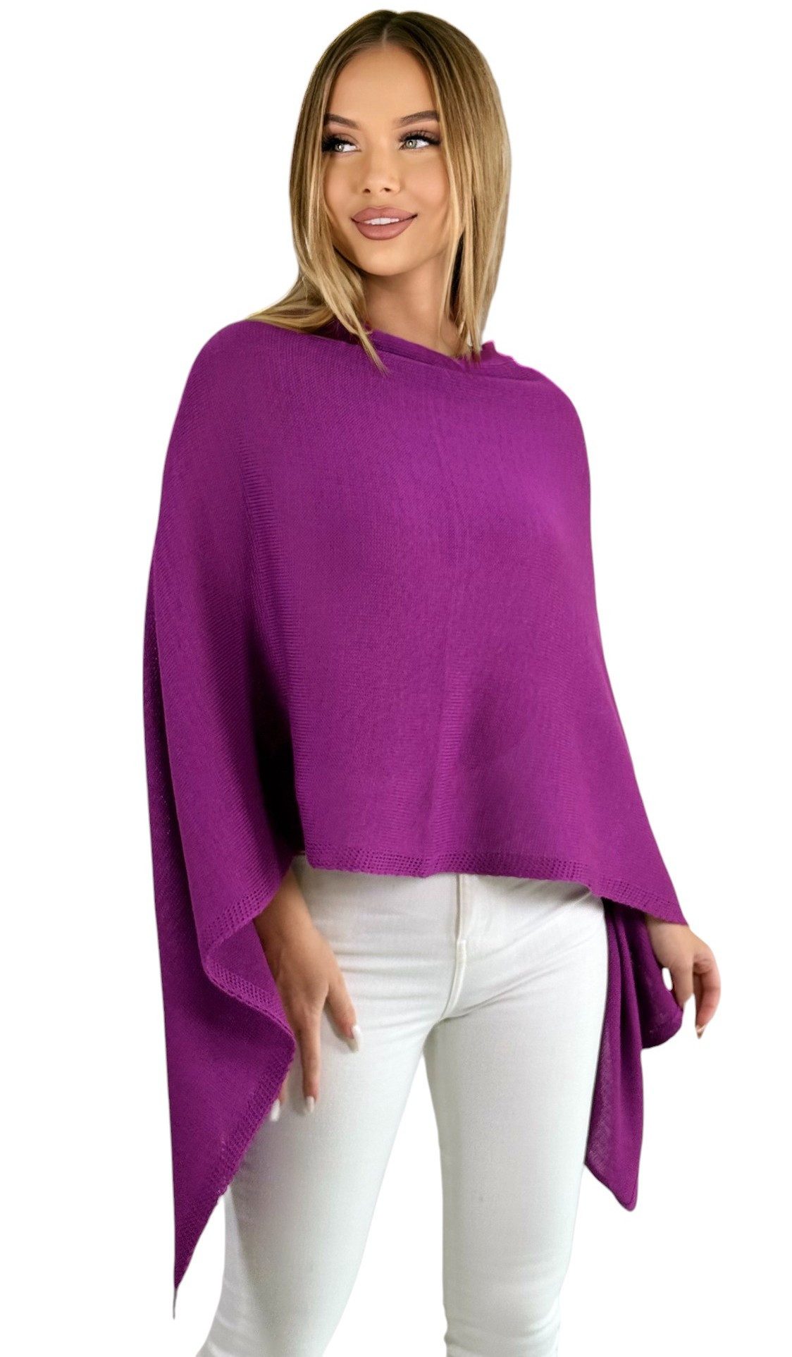 Mississhop Strickponcho Damen Poncho Cape Überwurf Strickponcho feiner Strick 221