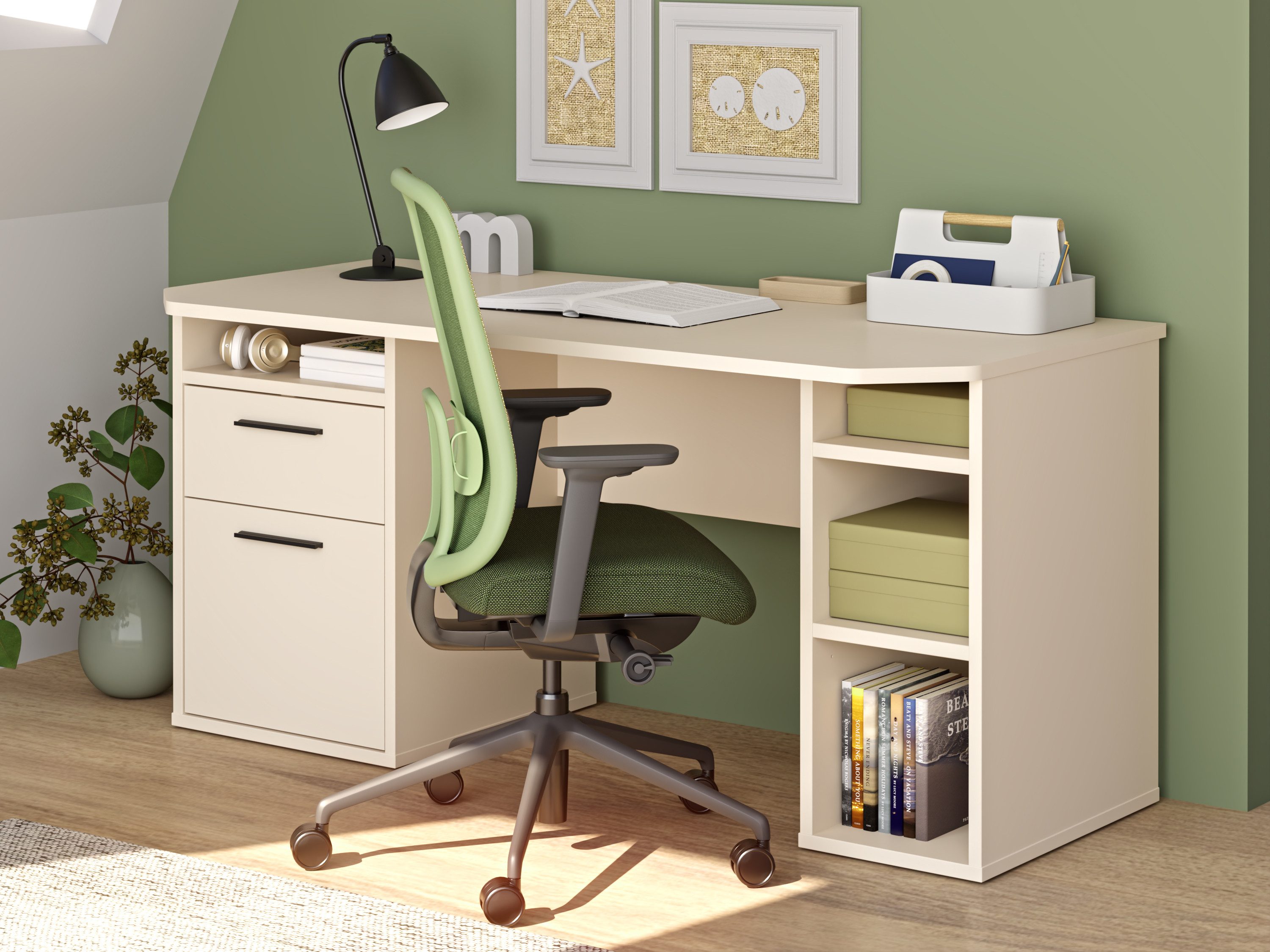 FORTE Schreibtisch Tezaur, mit Schubkasten und Tür, B/H/T 160/75,7/72 cm
