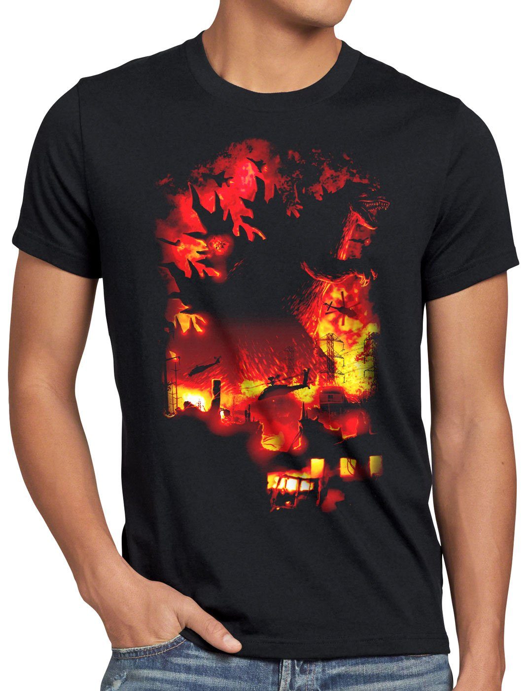 style3 Print-Shirt Herren T-Shirt Kaiju Fire monster nippon gojira tokio