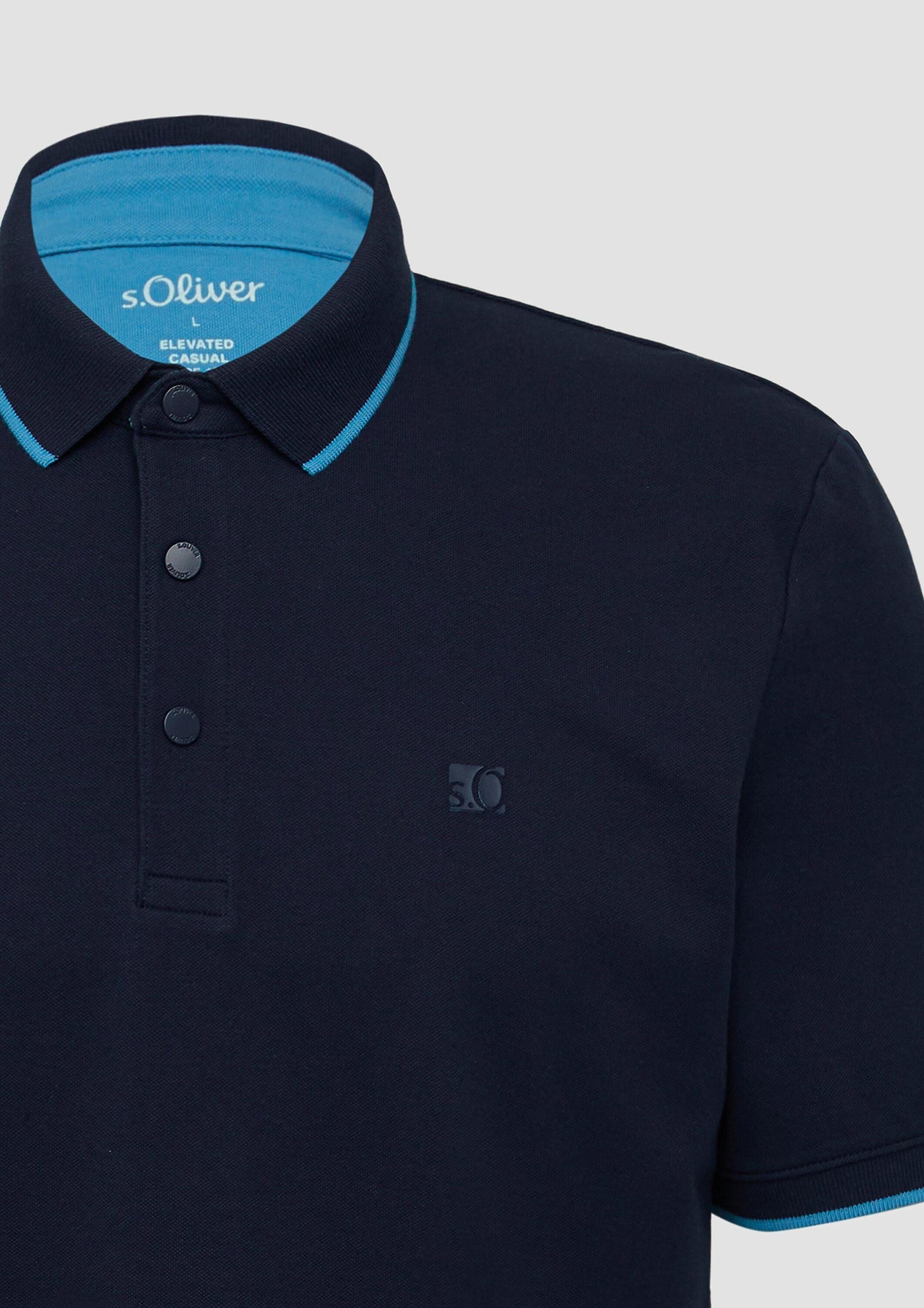 s.Oliver Kurzarmshirt Polo-Shirt Sportives Piqué-Poloshirt mit Kontrast-Details