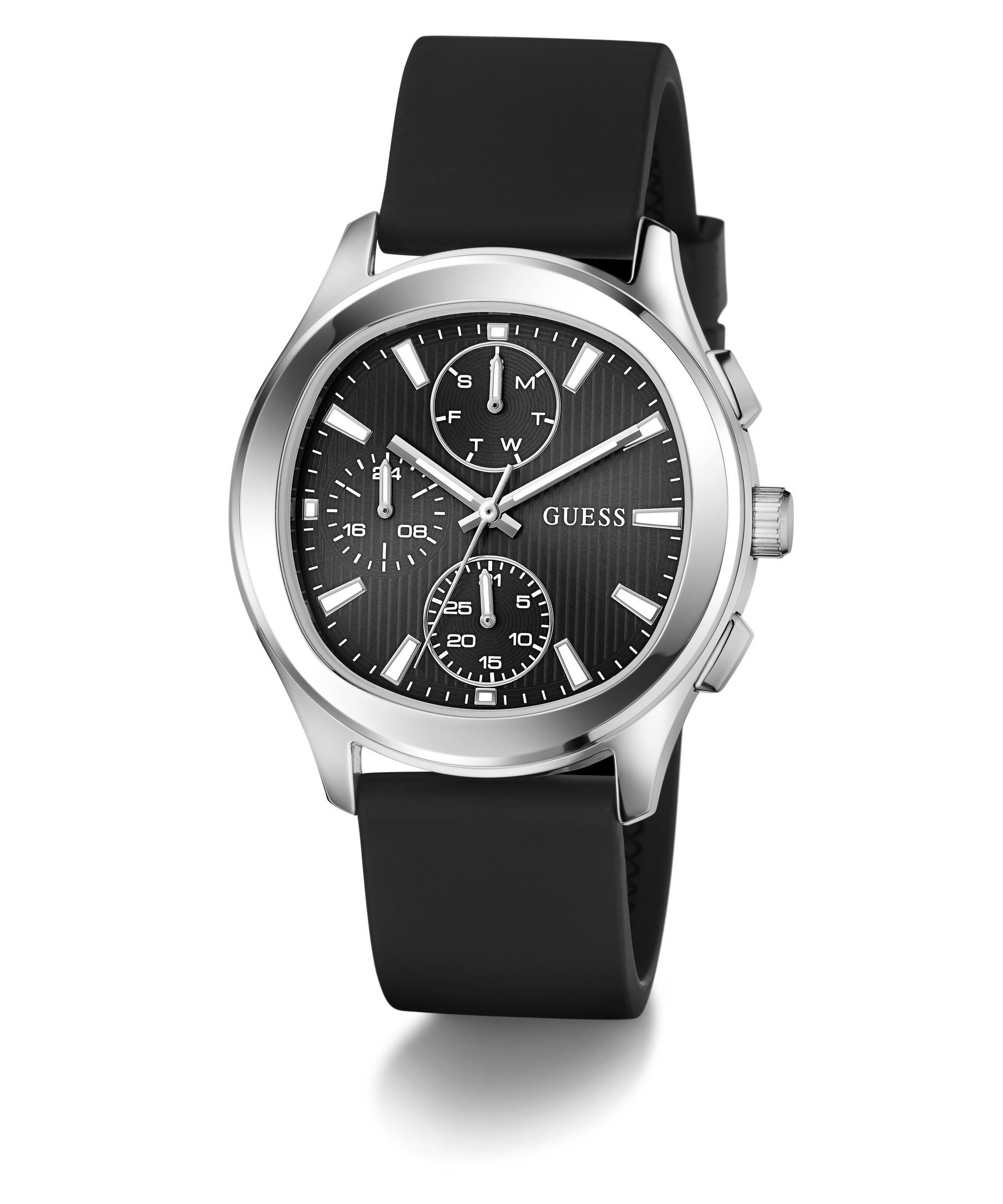 Guess Multifunktionsuhr PALMER GW1077G1, Quarzuhr, Armbanduhr, Herrenuhr, Silikonarmband, analog, Wochentag