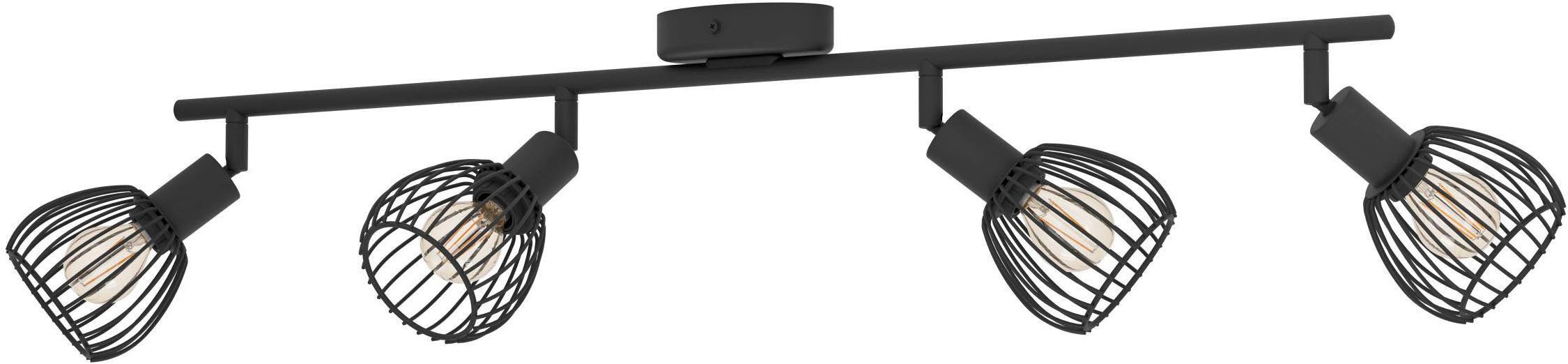 EGLO Deckenleuchte Sonnino Deckenlampe 4-fach, schwenkbare Spots, Metall, Deckenspot, E14, ohne Leuchtmittel, Spot - L78 x B10 x H18,5 cm - schwarz - 4X40W exkl.