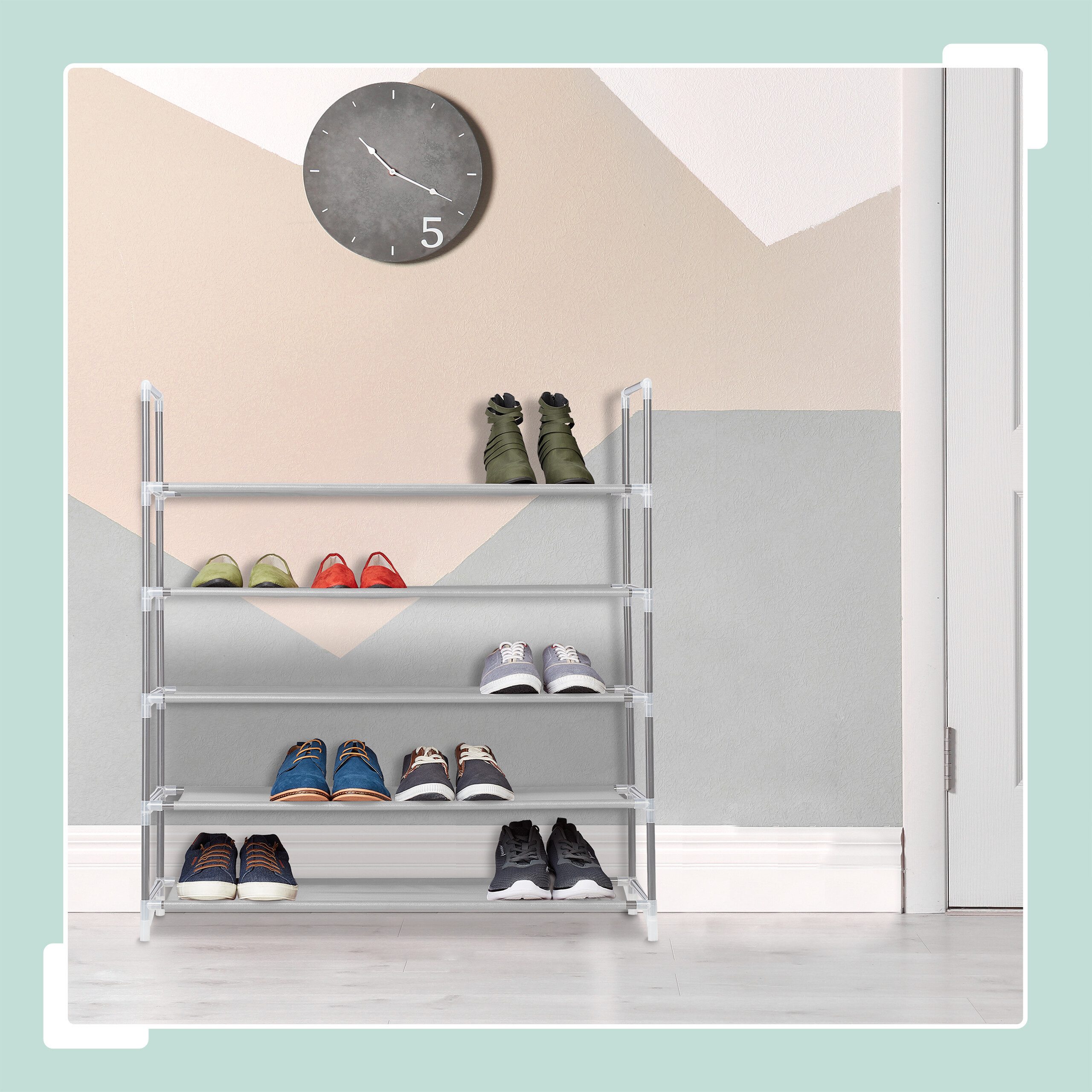 relaxdays Schuhregal für 20 Paar Schuhe, grau günstig online kaufen