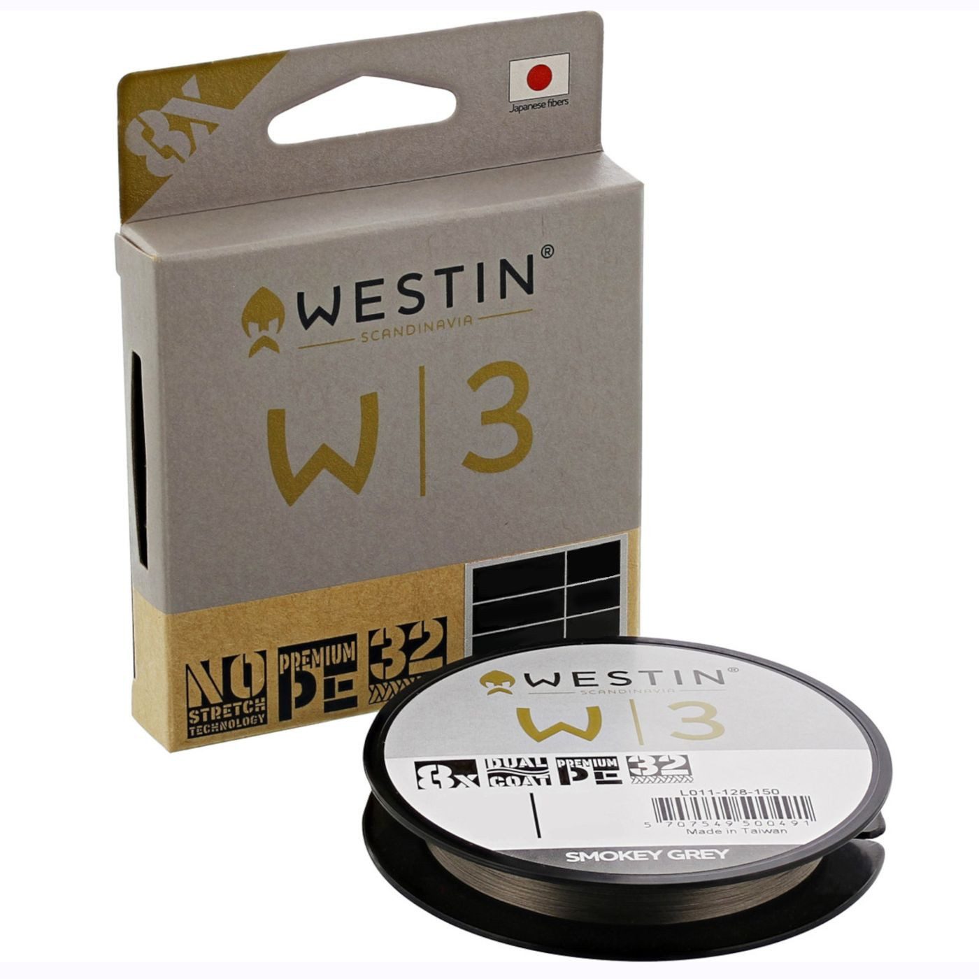 WESTIN Angelschnur Westin W3 8-Braid 0,205mm 10,1kg Smokey Grey - 150m Angelschnur, (150-St)