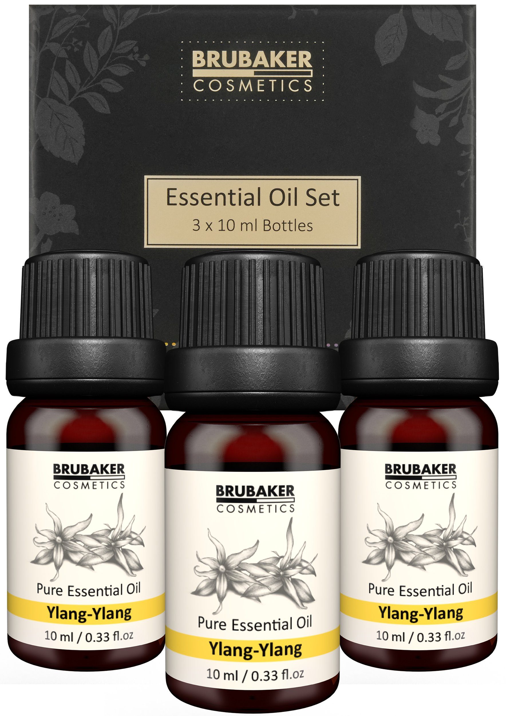 BRUBAKER Duftöl 3er-Set Ylang-Ylang Öl - Gute Laune & Entspannung (Naturrein & Vegan, 3 x 10 ml), Ätherische Öle Aromatherapie Geschenkset