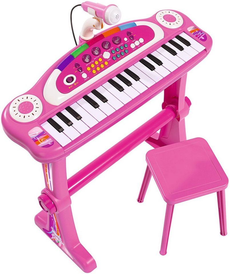 SIMBA Spielzeug-Musikinstrument My Music World Keyboard, pink, mit Hocker  und Mikrofon, Kinder-Keyboard, pink mit Lautstärkeregler