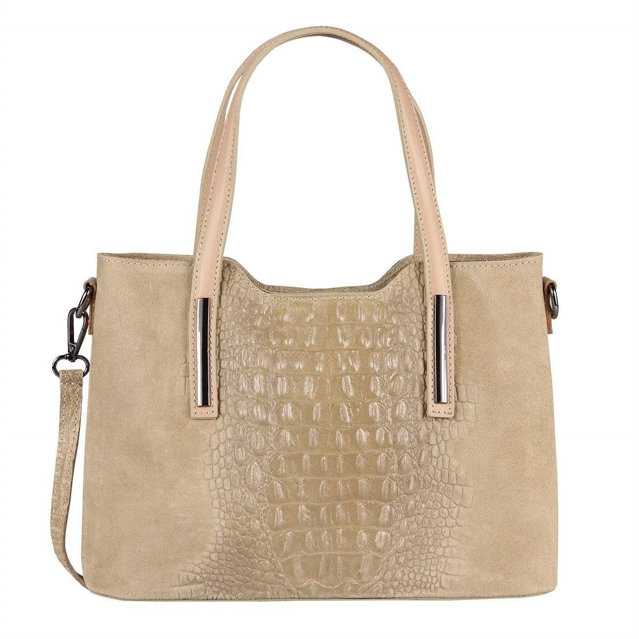 ITALYSHOP24 Schultertasche Made in Italy Damen Leder Handtasche, als CrossOver, Umhängetasche, Shopper tragbar