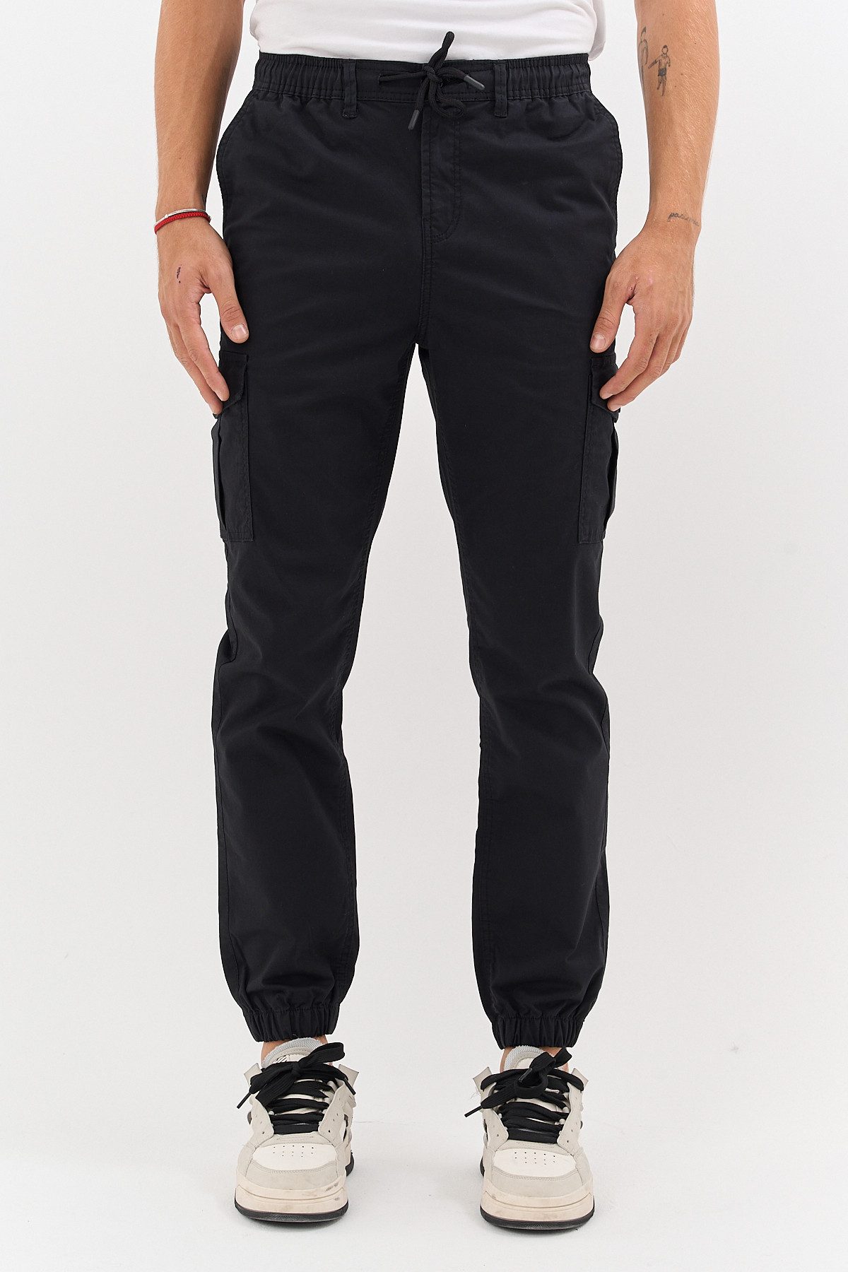 Cargohose Herren Stretch Relaxed Fit mit 6 Taschen und Kordelzug