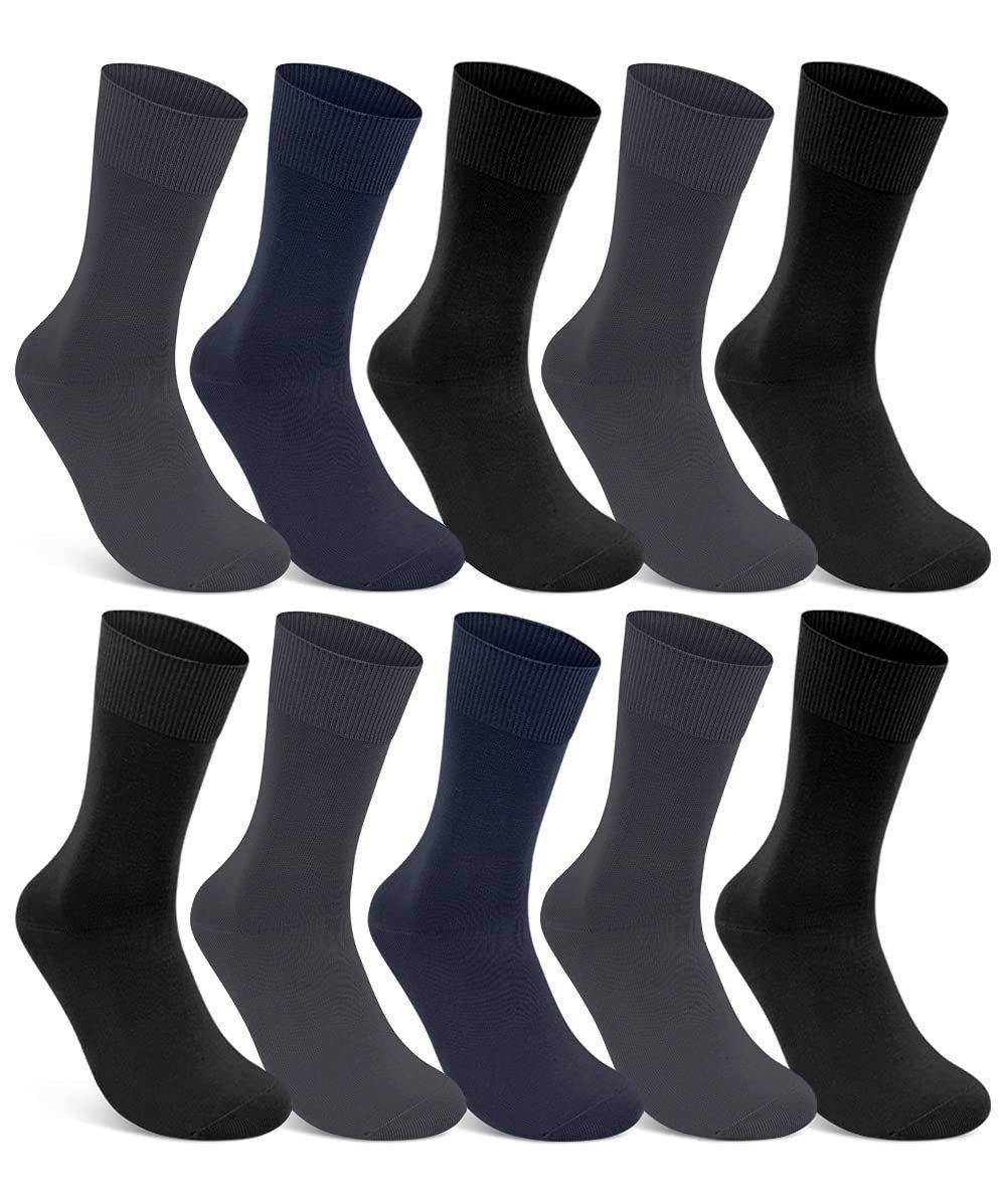 sockenkauf24 Gesundheitssocken 10 Paar Damen & Herren Socken 100% Baumwolle ohne Gummidruck (4 x Anthrazit + 2 x Navy + 4 x Schwarz, 47-50) und ohne Naht - 10600