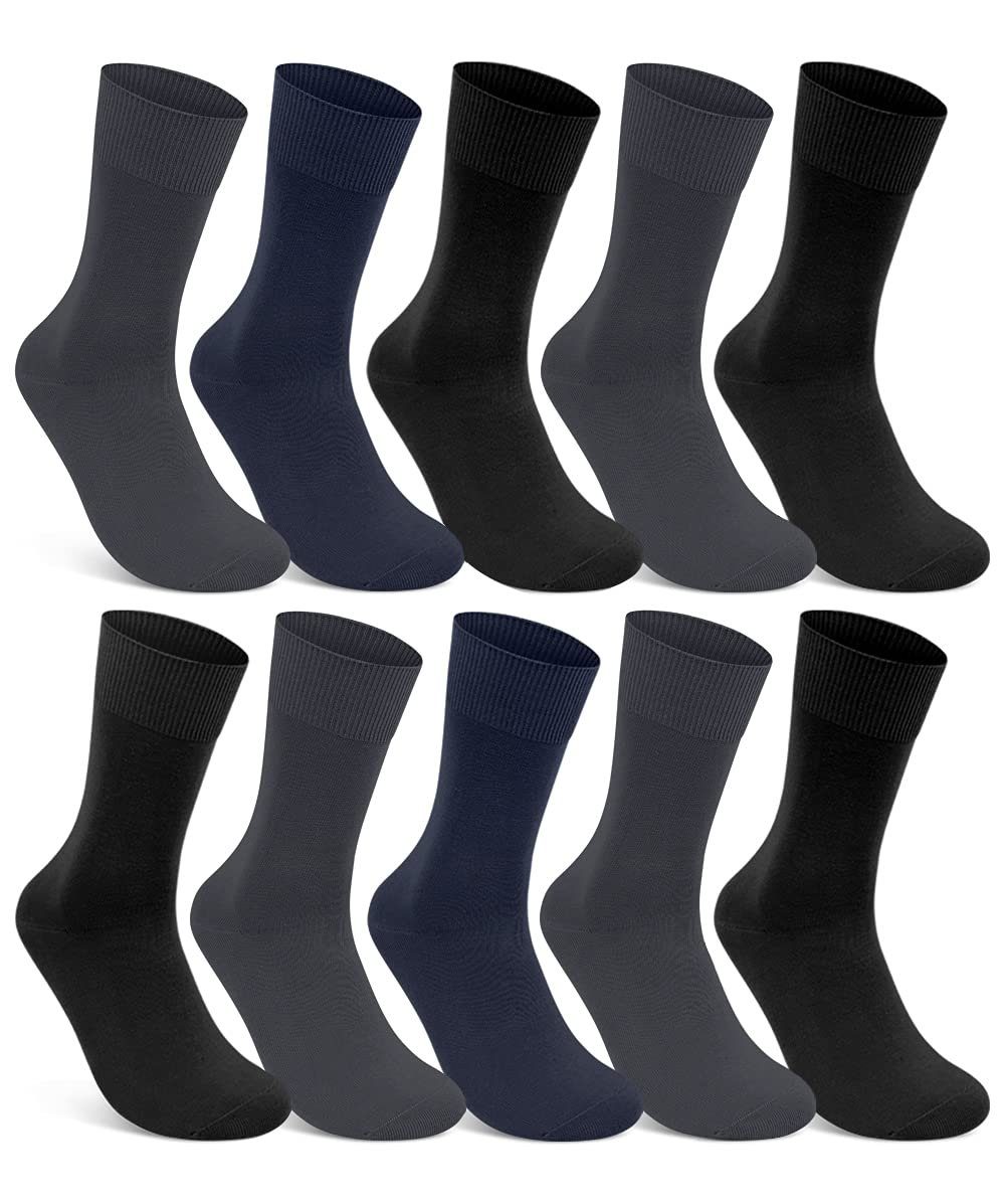 sockenkauf24 Gesundheitssocken 10 Paar Damen & Herren Socken 100% Baumwolle ohne Gummidruck (4 x Anthrazit + 2 x Navy + 4 x Schwarz, 39-42) und ohne Naht - 10600