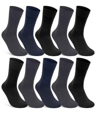 sockenkauf24 Gesundheitssocken »10 Paar Damen & Herren Socken 100% Baumwolle ohne Gummidruck und ohne Naht 10600« (4 x Anthrazit + 2 x Navy + 4 x Schwarz, 39-42)