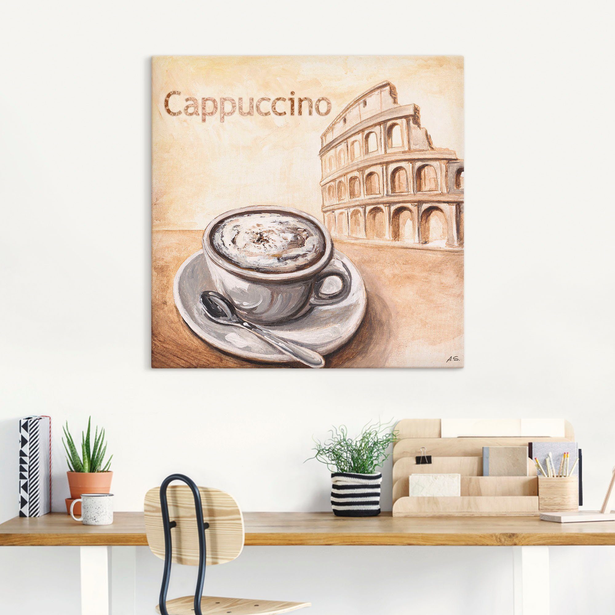 Artland Wandbild Cappuccino in Rom, Kaffee Bilder (1 St), als Alubild,  Leinwandbild, Wandaufkleber oder Poster in versch. Größen | Poster